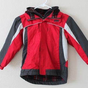 Red Thermal Multilayered Plaid Jacket